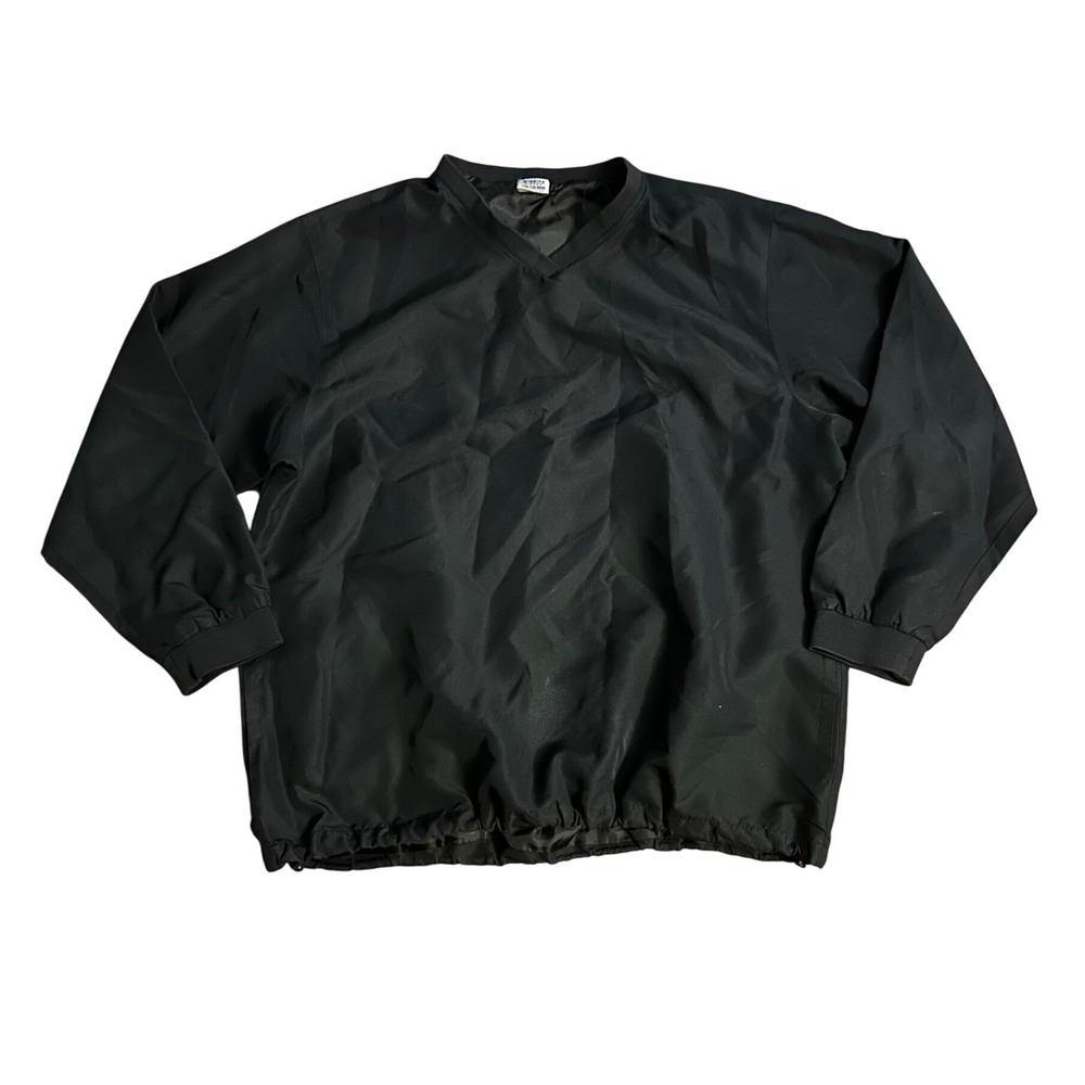 HPI Direct Mens Black V-Neck Windbreaker Pullover Jacket Size Large